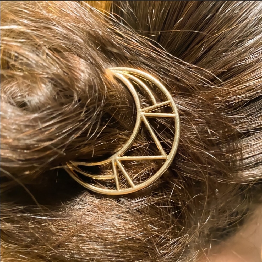 Gold Geometric Moon Barrette